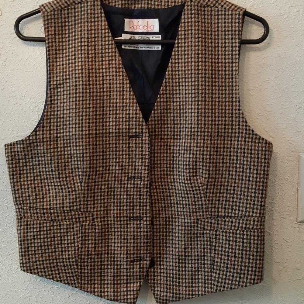 Rafaella Brown and Black Checkered Vest